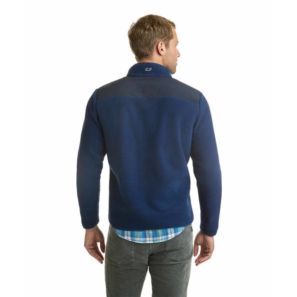 Vineyard Vines Snap Placket Fleece Shep Shirt Pullover Blue Men's Small H12113 - Picture 6 of 15
